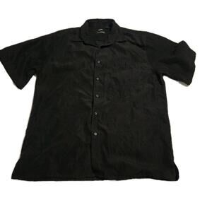 George Sueded Black Short Sleeve Button Up Shirt Mens Size Large